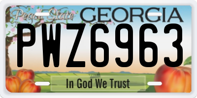 GA license plate PWZ6963