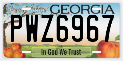 GA license plate PWZ6967