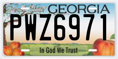 GA license plate PWZ6971