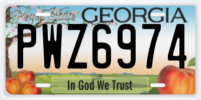 GA license plate PWZ6974