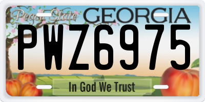 GA license plate PWZ6975