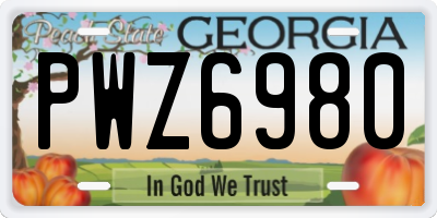 GA license plate PWZ6980