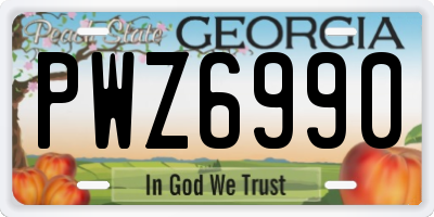 GA license plate PWZ6990