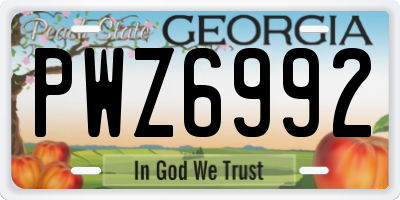 GA license plate PWZ6992