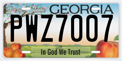 GA license plate PWZ7007