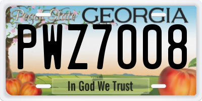 GA license plate PWZ7008