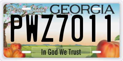 GA license plate PWZ7011