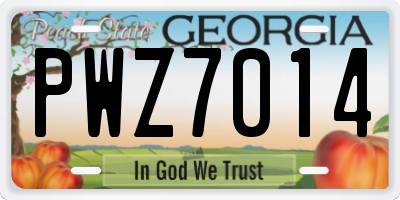 GA license plate PWZ7014