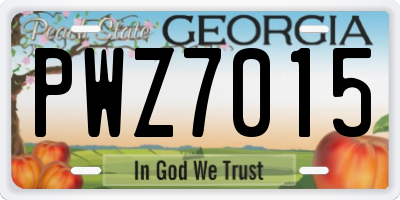 GA license plate PWZ7015