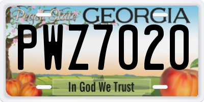 GA license plate PWZ7020