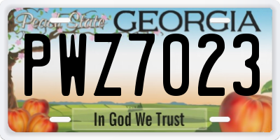 GA license plate PWZ7023