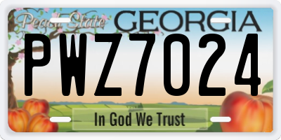 GA license plate PWZ7024