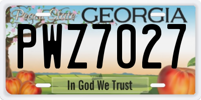 GA license plate PWZ7027