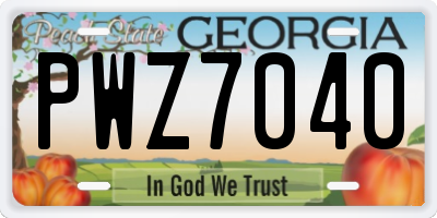 GA license plate PWZ7040