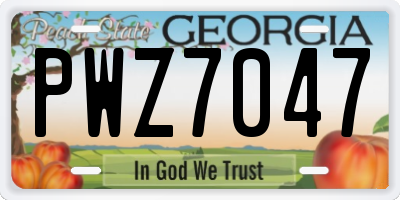 GA license plate PWZ7047