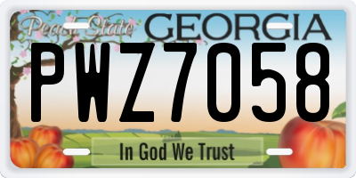 GA license plate PWZ7058