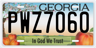 GA license plate PWZ7060
