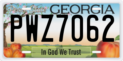 GA license plate PWZ7062