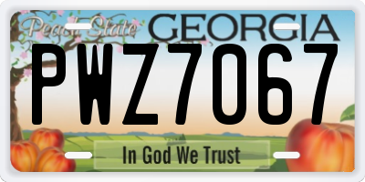 GA license plate PWZ7067