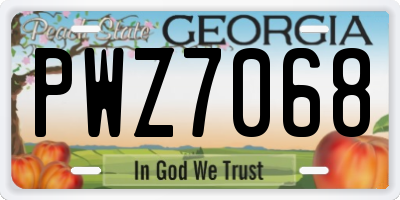 GA license plate PWZ7068