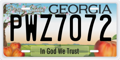GA license plate PWZ7072