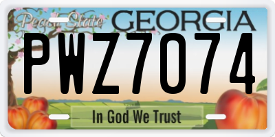 GA license plate PWZ7074