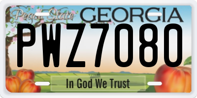 GA license plate PWZ7080