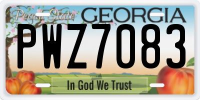 GA license plate PWZ7083