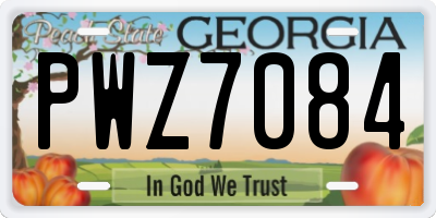 GA license plate PWZ7084