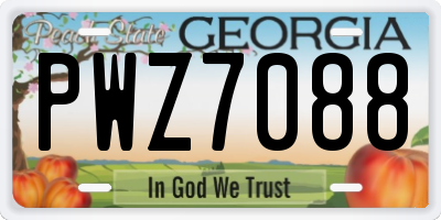 GA license plate PWZ7088