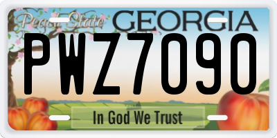 GA license plate PWZ7090