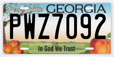 GA license plate PWZ7092