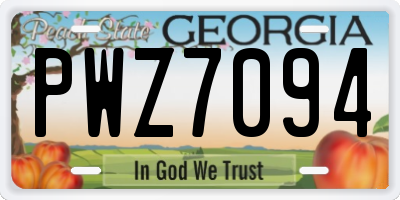 GA license plate PWZ7094