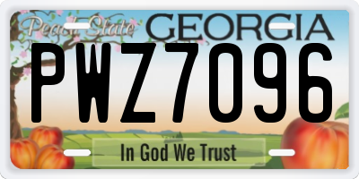 GA license plate PWZ7096