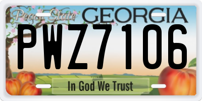 GA license plate PWZ7106