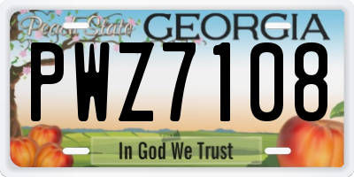 GA license plate PWZ7108