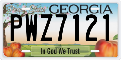 GA license plate PWZ7121
