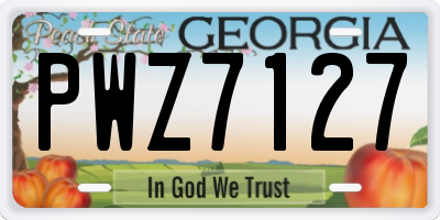 GA license plate PWZ7127
