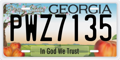 GA license plate PWZ7135