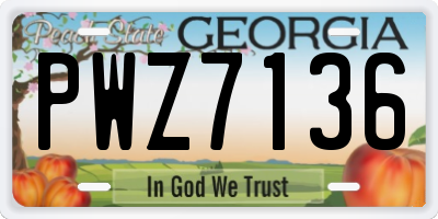 GA license plate PWZ7136