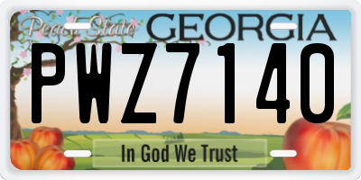 GA license plate PWZ7140