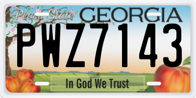 GA license plate PWZ7143