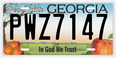 GA license plate PWZ7147