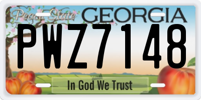 GA license plate PWZ7148