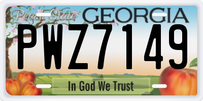 GA license plate PWZ7149