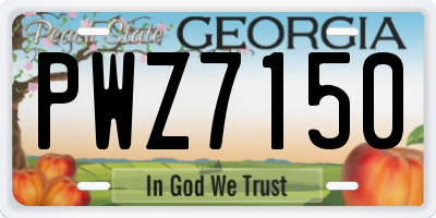 GA license plate PWZ7150