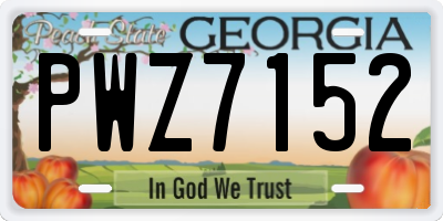 GA license plate PWZ7152