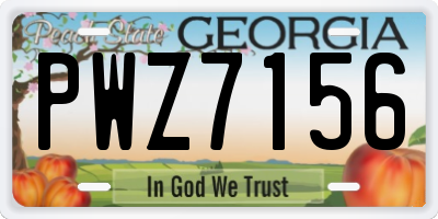 GA license plate PWZ7156