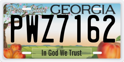 GA license plate PWZ7162