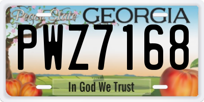 GA license plate PWZ7168